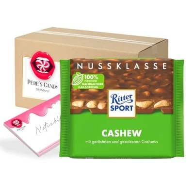 Abbildung von 5 x 100g Cashew Tafel Schokolade mit Geschenk von Pere&#039;s Candy
