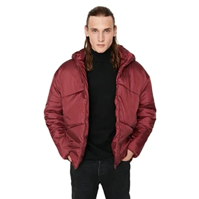 Abbildung von Trendyol Herren Oversize Puffer Plain Webstoff Winterjacke Coat, Burgundy, m