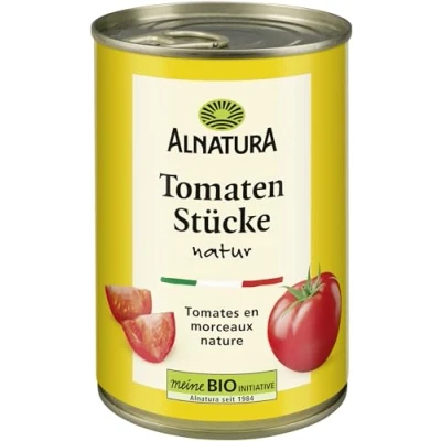 Abbildung von Alnatura Bio Tomatenstücke Natur, 1 x 400 g, Abtropfgewicht 240 g