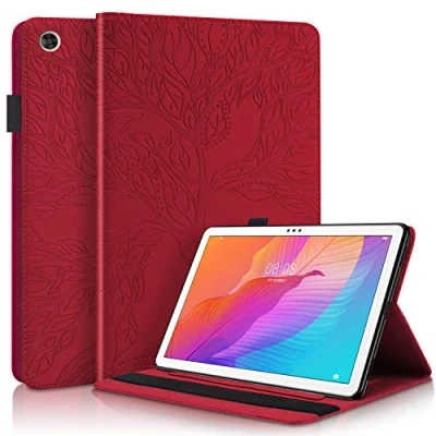Abbildung von Succtop Hülle für Huawei MatePad T10S/ T10 2020 PU Leder Folio Cover mit Standfunktion Brieftasche Stiftband Tablet Schutzhülle T10S 10.1/ 9.7 2020, Rot