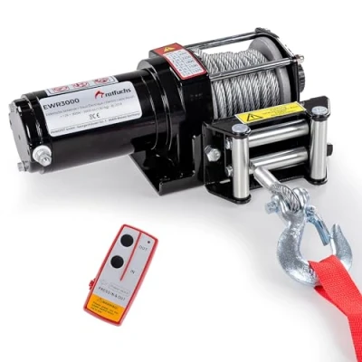 Abbildung von Rotfuchs Seilwinde, 1360 kg / 3000lbs Offroad Motorwinde Seilzug Elektrowinde, Schwarz