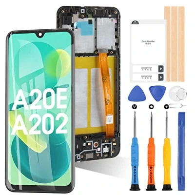 Abbildung von ARSSLY Ersatz Bildschirm für Samsung Galaxy A20e 2019 SM A202F LCD Display Touch Digitizer Montage aus Glas (Schwarz mit Rahmen)