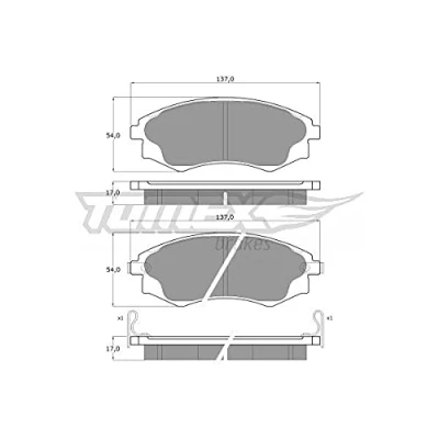 Abbildung von TOMEX brakes TX 11 07 Bremsbelagsatz Vorderachse mit akustischer Verschleißwarnung HYUNDAI: Matrix, SONATA 4, Elantra III Schrägheck