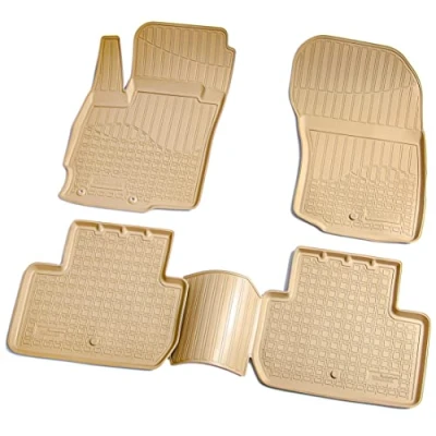 Abbildung von RECAMBO F 8372 Fußmattensatz Gummi vorne und hinten 4 beige Maßgefertigt MITSUBISHI: OUTLANDER 3