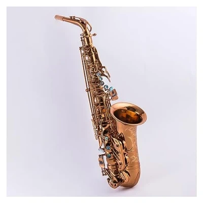 Abbildung von Saxophon Professionelles Altsaxophon, Eb, Roségold Oberfläche, Messingkorpus, Holzblasinstrument Mit Zubehör