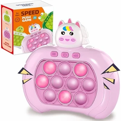 Abbildung von Quick Push Game Fidget Toys Pro für Kinder Erwachsene, Handheld Spiel, schnelles Puzzle Spiel Maschine, Bubble Stressspielzeug, Entlastung Partygeschenke, Grills (Rosa)