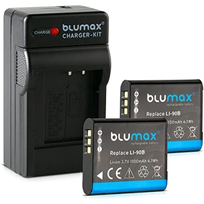 Abbildung von Blumax 2X Akku für Olympus Li 90b / 92b 1100mAh + Ladegerät passend zu XZ 2 Tough TG 1 3 4 5 SH 50 60 SP 100 EE Traveller