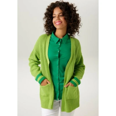 Abbildung von Aniston CASUAL Strickjacke mit gestreiften Ärmelbündchen