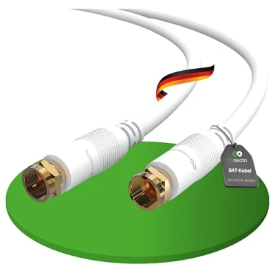 Abbildung von conecto Antennenkabel SAT Kabel Koaxialkabel Satelitenkabel TV 10,00m doppelt geschirmt F Stecker, für HDTV, Receiver, Satelit, Internet, DAB, Radio, weiß
