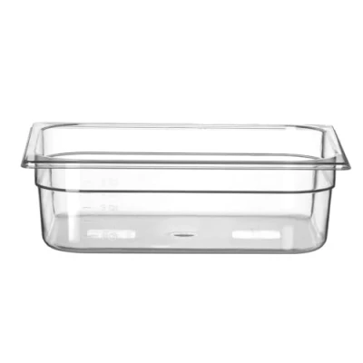 Abbildung von HENDI Gastronormbehälter, Temperaturbeständig von 40 bis 110C, Skalierung, Geruchs und geschmackneutral, 6,5L, Polycarbonat, GN 1/2, 325x265x(H)100mm, Transparent