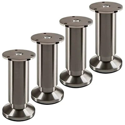 Abbildung von 4 Stück Möbelfüße TERRA Höhe 120 mm Edelstahloptik gebürstet Tischbeine höhenverstellbar bis max. 15 mm, belastbar 250 kg/je Fuß von SOTECH