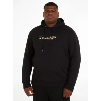 Abbildung von Calvin klein Double Flock LOGO Hoodie Kapuzenpullover, Herren, Größe: XXL, black