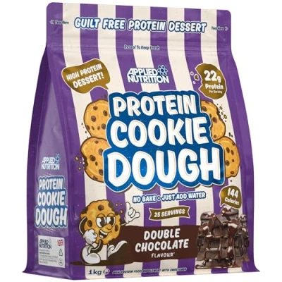 Abbildung von Applied Nutrition Protein Cookie Dough Hochwertiger Proteinsnack, Über 22 g pro Portion, Verzehrfertig Kalorienarm, Gesundes Naschen (1kg, Double Chocolate)