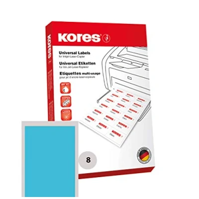 Abbildung von Kores Farbige Universal Etiketten, 105 x 74,0 mm, 100 Blatt,blau