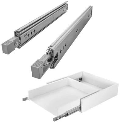 Abbildung von 1 Paar SOTECH Schwerlastauszüge VarioSlide KV2 100 H53 L900 EH 900 mm mit Lock in/out Einrastfunktion grauem Hebel Schwerlast Vollauszug belastbar bis Kg