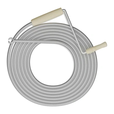 Abbildung von Relaxdays Rohrreinigungsspirale 5 m lang, für Waschbecken, WC, Dusche, Badewanne, Abflussspirale, aus Stahl, Silber