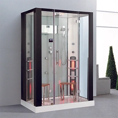 Abbildung von Dampfdusche und Infrarotsauna 145x90 cm mit Aluminiumrahmen komplettem Zubehör Tropenbrause Sitzfläc