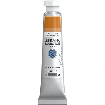 Abbildung von Lefranc Bourgeois 405000 extra feine Ölfarbe in Künstlerqualität aus hochwertigen Pigmenten, lebendige Farben, hohe Lichtechtheit, 20ml Tube Gelber Ocker Transparent