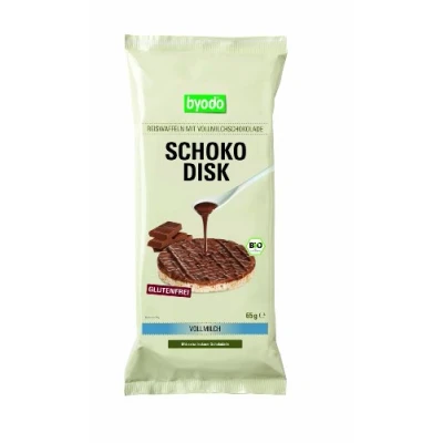 Abbildung von Bio Schoko Reiswaffeln Vollmilch 6 x 65g Byodo Glutenfrei &amp; Vollkorn, Knusprige Vollmilchschokolade Idealer Snack aus 100% Zutaten, hergestellt in Italien
