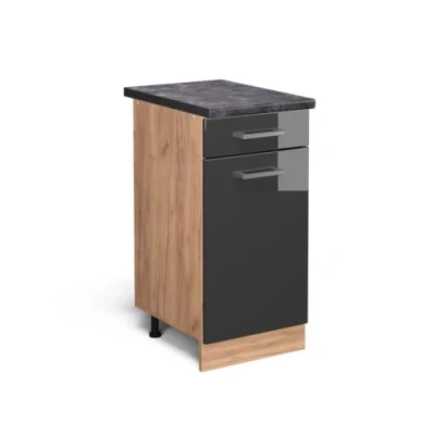 Abbildung von Vicco Küchenunterschrank R Line, Anthrazit Hochglanz/Goldkraft Eiche, 40 cm, AP