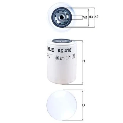 Abbildung von MAHLE ORIGINAL KC 416 Kraftstofffilter Anschraubfilter IVECO: Stralis, Trakker