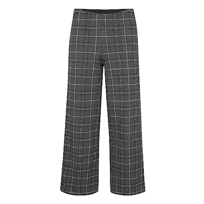 Abbildung von Part Two Damen Hose mit weiten Beinen, hochgewickelt, Checked Fabric Trousers, Grey Check, XX Large