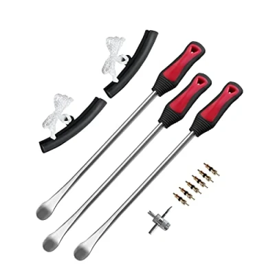 Abbildung von ROTATION Reifenheber Reifen Montiereisen, 3 Stücke 360mm montierhebel Werkzeug, 2 Rad Felge Protektoren Tool Kit, 1 Ventilwerkzeug, 6 Reifenventilkappen