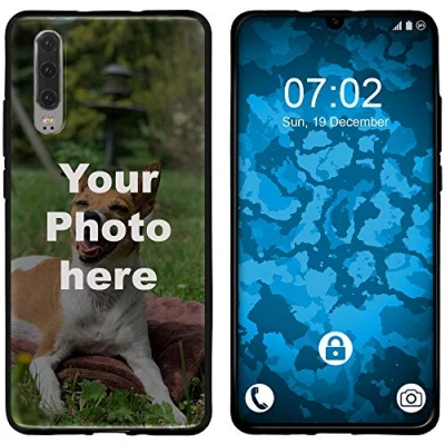 Abbildung von PhoneNatic Case kompatibel mit P30 Personalisierte Handyhülle schwarz zum selbst gestalten eigenem Foto