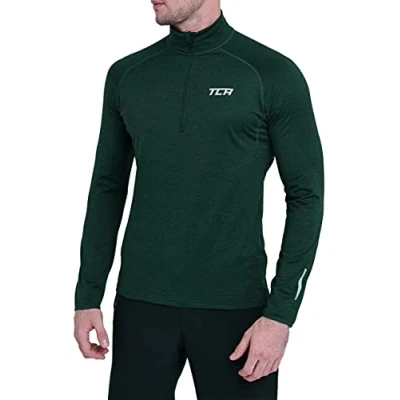 Abbildung von TCA Herren Winter Run Langarm Laufshirt mit Reißverschluss Grün, XL
