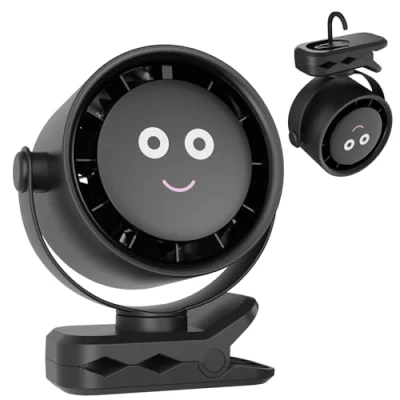 Abbildung von Ventilator Leise mit Clip USB Tischventilatoren, 5 Geschwindigkeiten Tragbarer Mini Fans LED Display, 720 Grad Drehung Ventilatoren, Lüfter für Camping/Kinderwagen/Haus/Schlafzimme/Büro