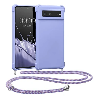 Abbildung von kwmobile Necklace Case kompatibel mit Google Pixel 6 Hülle Cover Kordel zum Umhängen Silikon Schutzhülle Lavendel