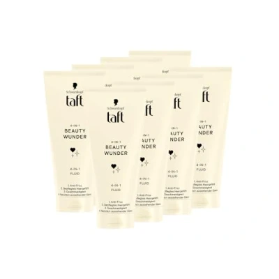 Abbildung von Schwarzkopf Taft Beauty Wunder 4 in 1 Fluid (8x 100 ml), Anti Frizz Fluid, verleiht ein gepflegtes Haargefühl, macht das Haar geschmeidig und sorgt für natürlich glänzendes Haarstyling
