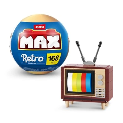 Abbildung von MAX Premium Retro Bausteine, Fernseher, 1 Kapsel (bis zu 221 Teile, 6 zum Sammeln). Bausteine für Teenager, Erwachsene und Sammler. Baue, sammle von Technologie!