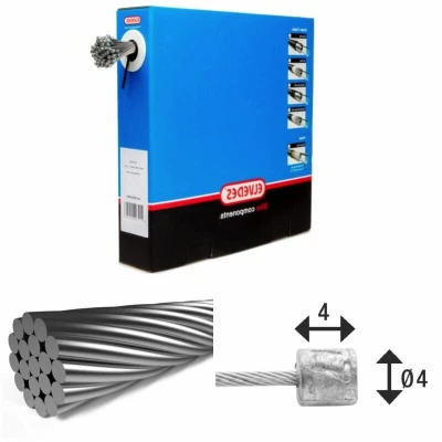 Abbildung von Schaltzug Innen 3000 Mm 1x19 Stränge Edelstahl Ø1,1mm Mit N Nippel Ø4x4mm (Karton 50 Stück)