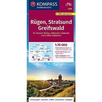 Abbildung von KOMPASS Fahrradkarte 3319 Rügen, Stralsund, Greifswald 1:70.000: reiß und wetterfest mit Extra Stadtplänen