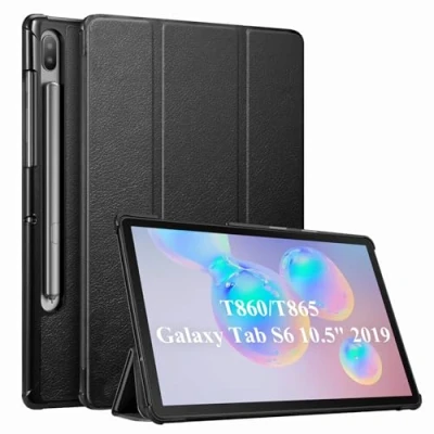 Abbildung von Fintie Hülle für Samsung Galaxy Tab S6 10.5 SM T860/T865 2019 (Kompatibel mit S Pen kabelloser Ladefunktion) Ultra Schlank Kunstleder Schutzhülle Auto Schlaf/Wach Funktion, Schwarz
