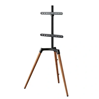 Abbildung von Hama TV Ständer im Staffelei Design (stabiler Fernsehständer für 32 65 Zoll, höhenverstellbarer Stand als Tripod, kompaktes Stativ, VESA kompatibler Bodenständer) Echtholz, Buche