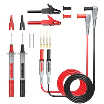 Abbildung von Cleqee Multimeter Messleitungen Kit 4mm Bananenstecker Kabel Prüfspitze mit 8PCS austauschbare Präzision scharfe Prüfspitzen Krokodilklemmen für elektrische Prüfung