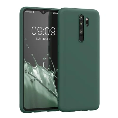 Abbildung von kwmobile Hülle kompatibel mit Xiaomi Redmi Note 8 Pro weiches TPU Silikon Case Cover geeignet für kabelloses Laden Tannengrün