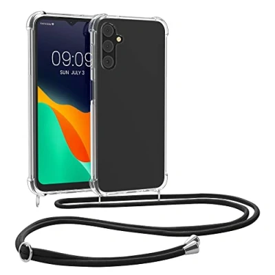 Abbildung von kwmobile Necklace Case kompatibel mit Samsung Galaxy A14 5G Hülle Silikon Cover Handykette Band Handyhülle Transparent