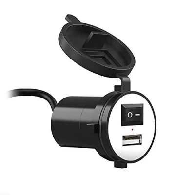 Abbildung von D71CS Auto USB Ladegerät 5V/2,1A Einbau KFZ Steckdose, Wasserdicht und Staubdicht mit Schalter für 12V 24V Fahrzeuge, Boot, LKW Schnellladung Netzteil Sockel
