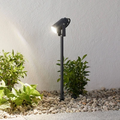 Abbildung von Lucande Außenstrahler Galina, Erdspieß, Stecker, grau, 40 cm