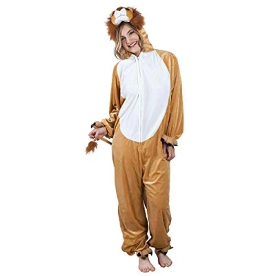 Abbildung von Boland 88177 Kostüm Löwe, Länge ca. 165 cm, für Teenager und Erwachsene, Plüsch Overall mit Kapuze, Jumpsuit, Anzug, Wildkatze, Zoo, Tier, Verkleidung, Karneval, Mottoparty