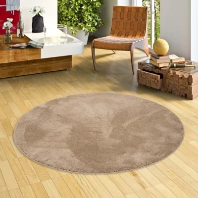 Abbildung von Hochflor Teppich Luxus Super Soft Silky Rund, Pergamon, Höhe: 30 mm
