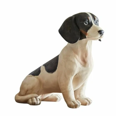 Abbildung von Loberon Deko Hund Bryan, handbemalt, detailreiche Junghund Skulptur, natürliche Gestaltung, Tierfiguren, Dekoration, Polyresin, weiß/schwarz