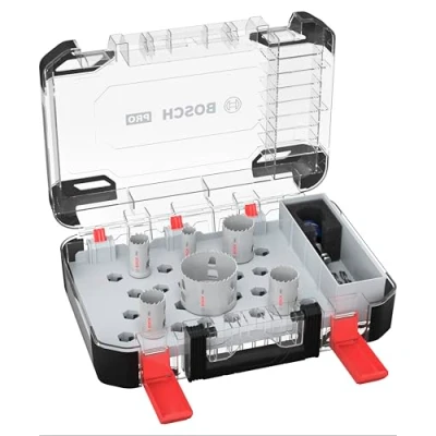 Abbildung von Bosch 9x PRO Multi Material Power Change Plus Lochsäge Set Transparentes Etui (für Weichholz, Trockenbauwand, Ø 19, 25, 30, 35, 40, 68 mm, Professional Zubehör Bohrmaschine/Schrauber)