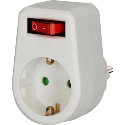 Abbildung von BRENNENSTUHL Adapterstecker Schutzkontakt Weiß mit Schalter