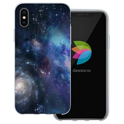 Abbildung von dessana Weltall transparente Schutzhülle Handy Case Cover Tasche für Apple iPhone XS Nebel Sterne