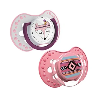 Abbildung von LOVI Dynamisches Schnuller 6 18 Monate, Silikon, BPA frei, Indian Summer Kollektion, 2 Stück, Rosa