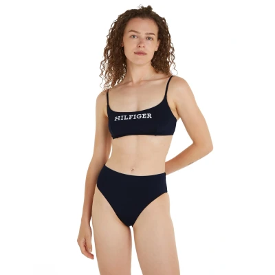 Abbildung von Tommy Hilfiger Monotype Scheeky HIGH Waist Bikinihose, Damen, Größe: XS, Desert sky